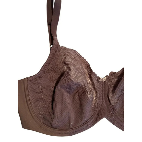 Lilyette Brown Enchantment Lace Underwire Minimizer Bra Size 36DD - Picture 3 of 7